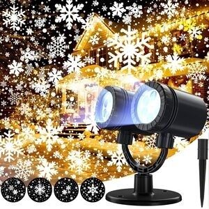 Dual Lens Snowflake Projector Light Outdoor Christmas LED